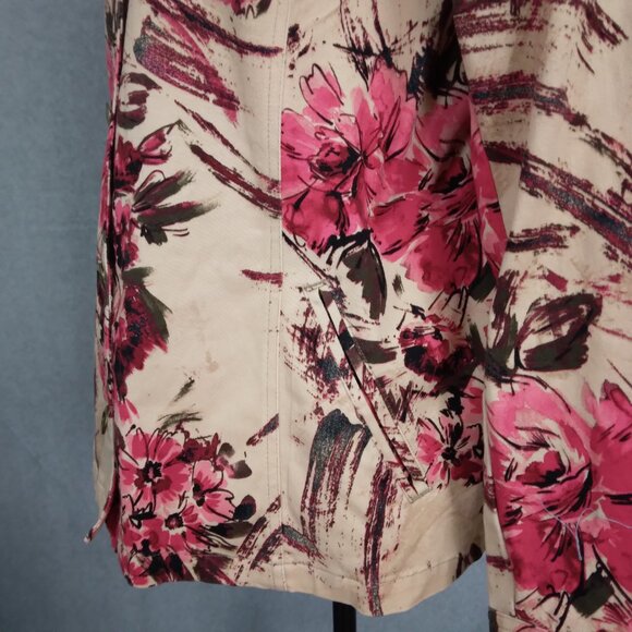 Additions By Chico's | Pink Tan Floral Cotton Khaki Jacket | Size  XL - Picture 4 of 10
